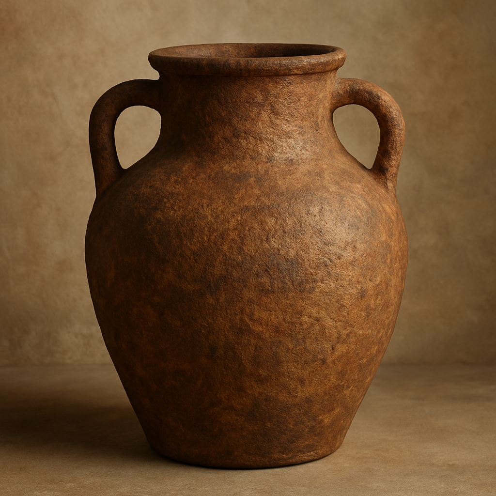 Rustic clay vase with a textured finish